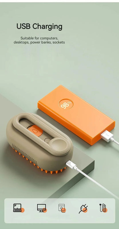 3-in-1 Electric Pet Hair Brush – Steam, Grooming & Massage
