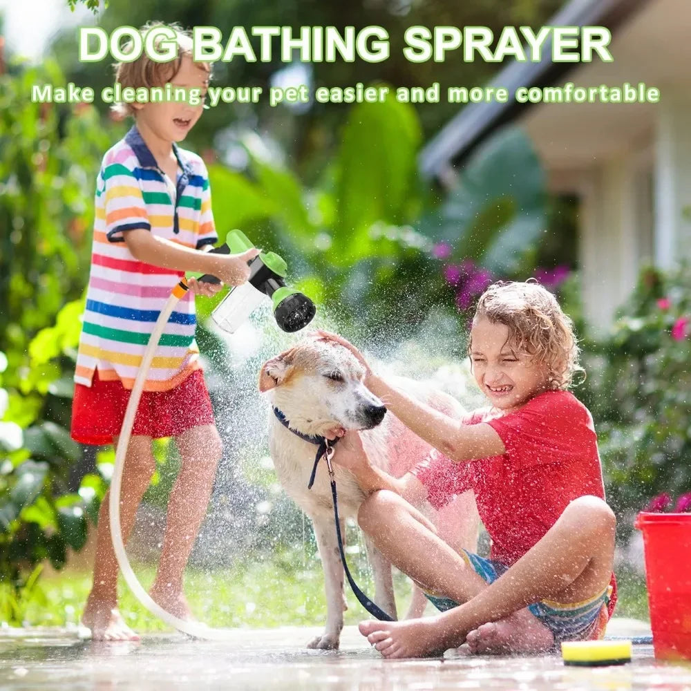 Dog Shower Sprayer 8 in 1 Pet Bath Cleaning Dog Shower Gun High-Pressure Hose Nozzle Foam Garden Car Animal Dog Wash Tool