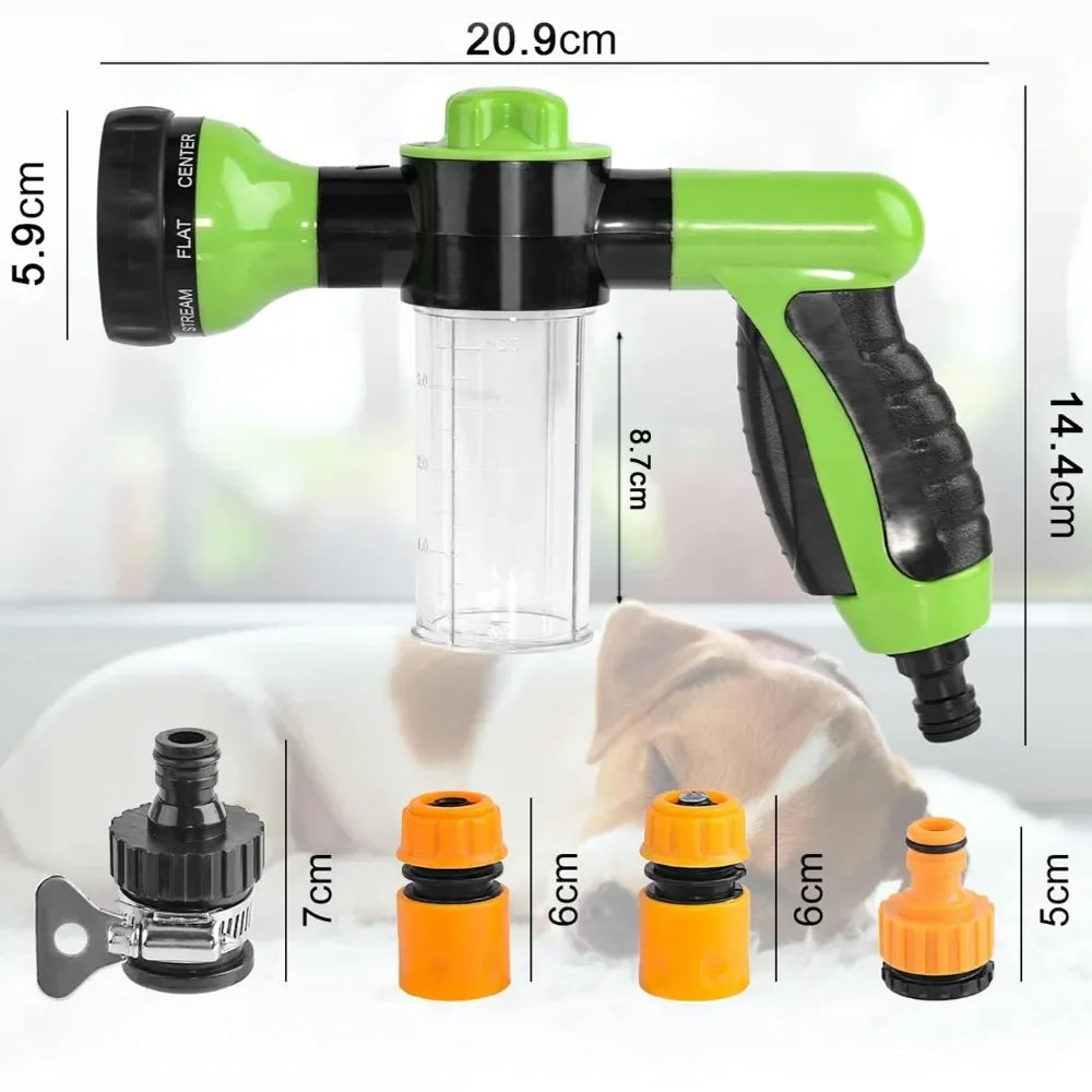 Dog Shower Sprayer 8 in 1 Pet Bath Cleaning Dog Shower Gun High-Pressure Hose Nozzle Foam Garden Car Animal Dog Wash Tool